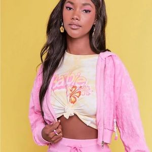 Limited edition Barbie x Forever 21 zip up crop hoodie size 6